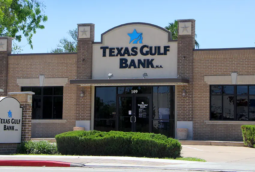 Texas Gulf Bank branch storefront West Columbia Texas